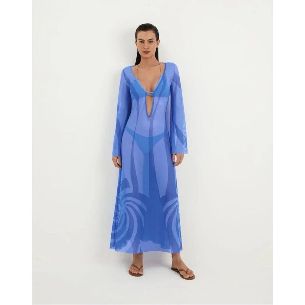 Caroline Constas Blue Resort Wear Maxi Cover Up Size XS